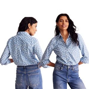 Baby Boden Blue Polka Dot Button Down Shirt